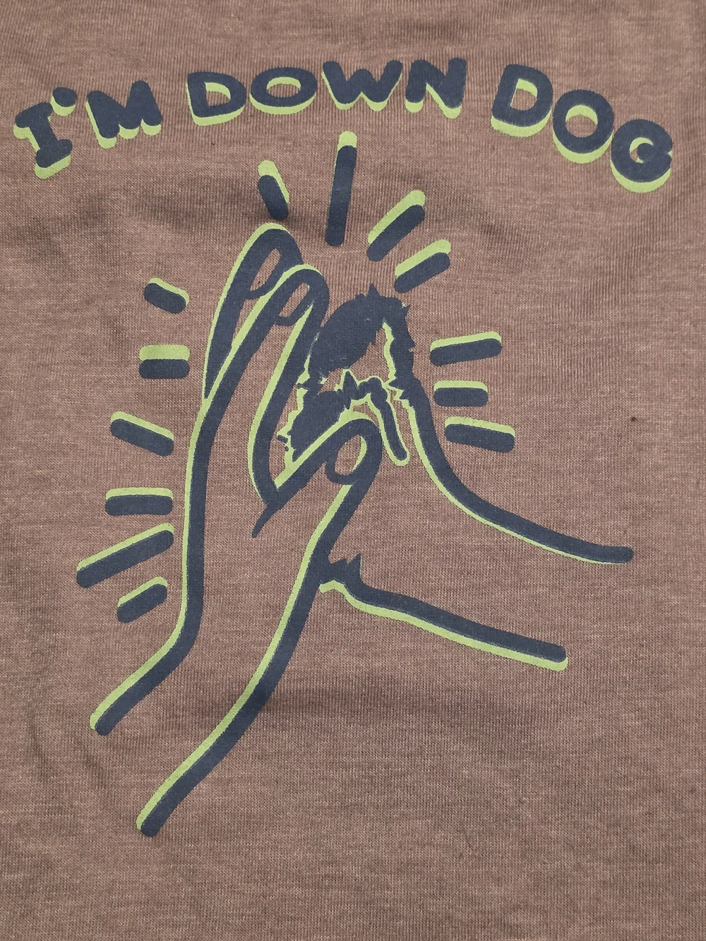 I'm Down Dog Graphic Dog Tee - Grey with Blue & Lime Trim